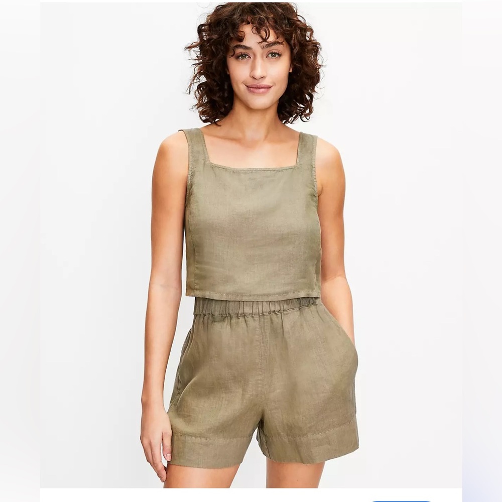 Olive Green Sleeveless Top and Shorts Set